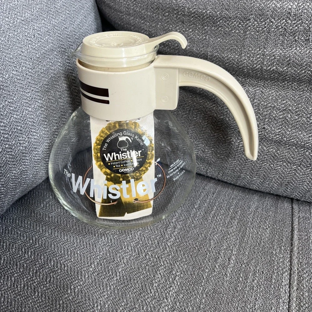 HTF Vintage Gemco The Whistler Glass Coffee Tea Pot Carafe 8 Cups Unused New
